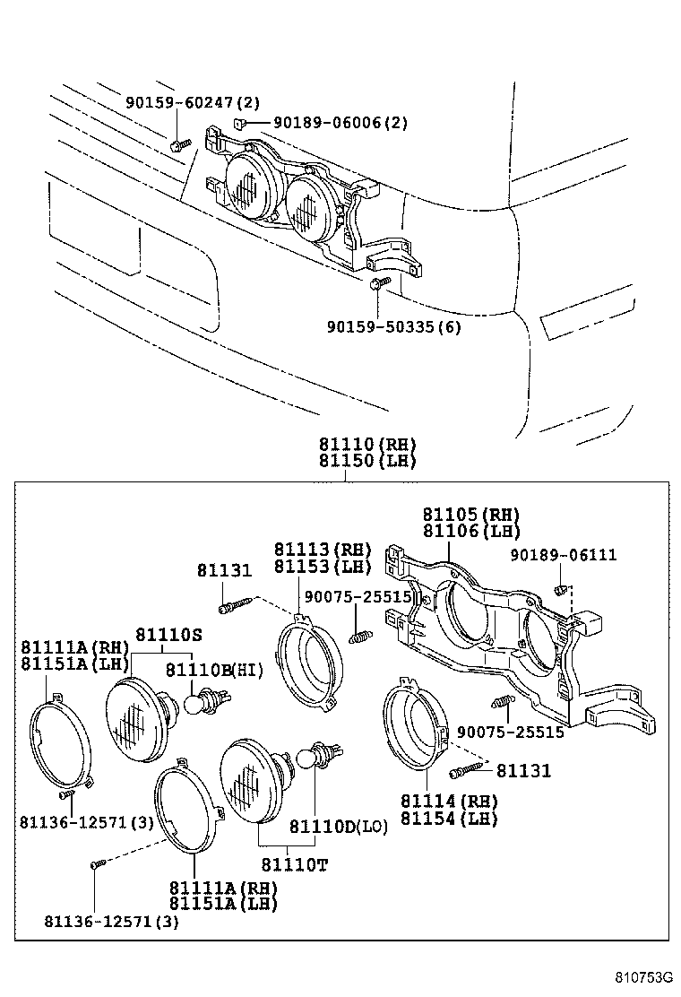 81130-36610 UNIT ASSY, HEADLAMP, RH product image