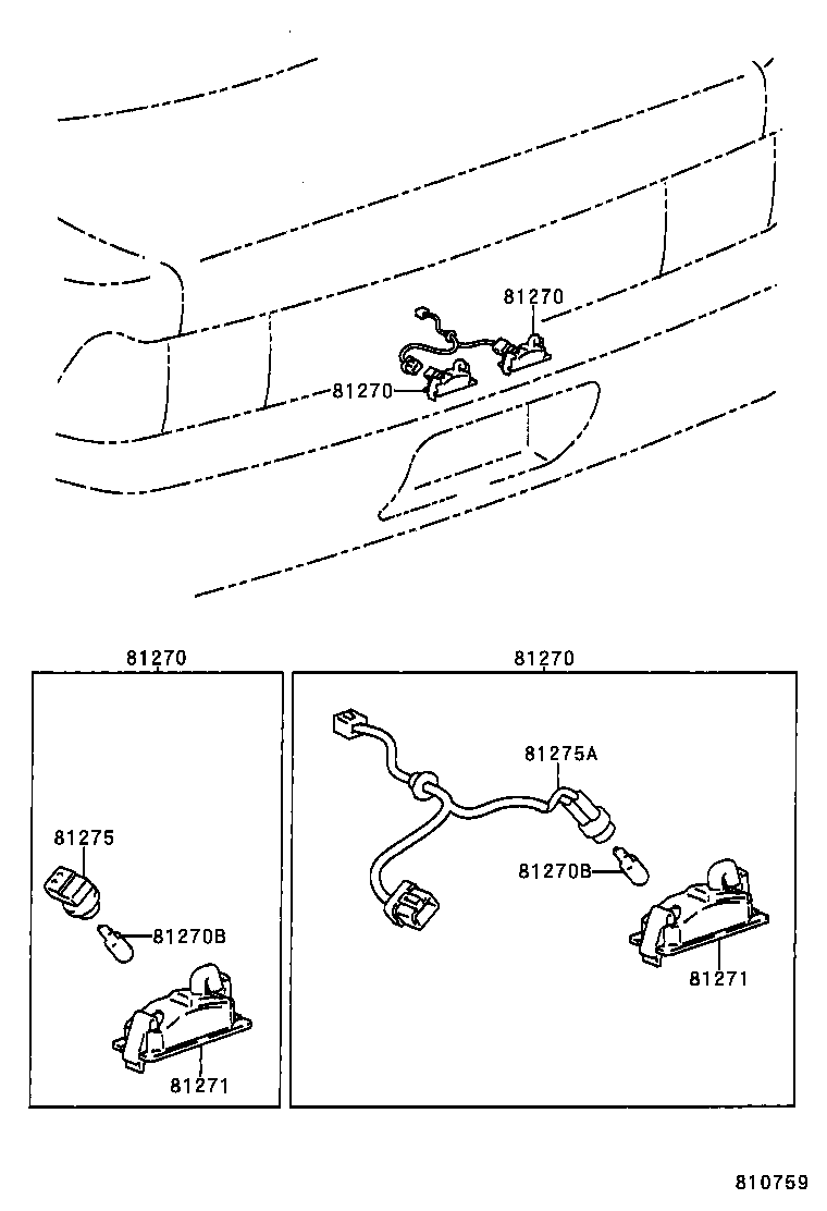 81275-13290 SOCKET AND WIRE, LICENSE PLATE LAMP product image