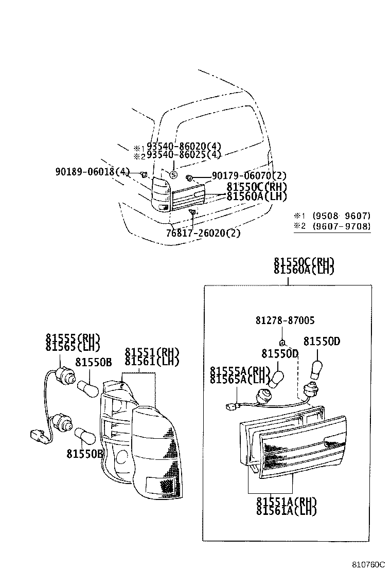 81550-26170 LAMP ASSY, REAR COMBINATION, RH product image