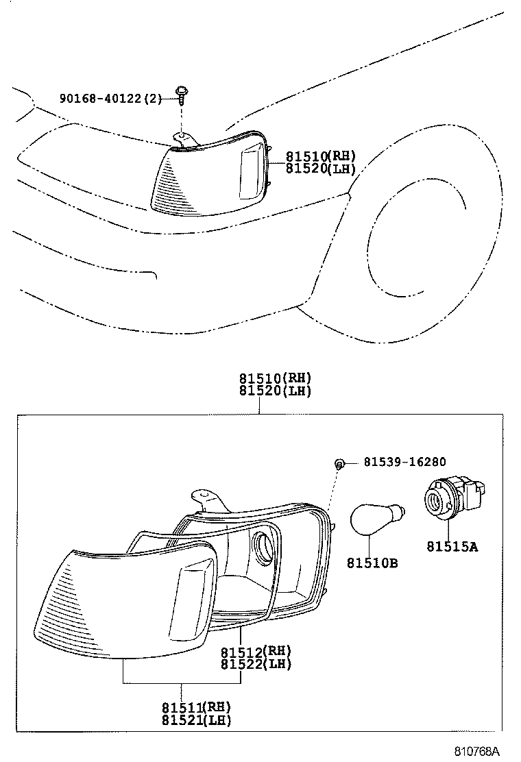 81510-16210 LAMP ASSY, FRONT TURN SIGNAL, RH product image