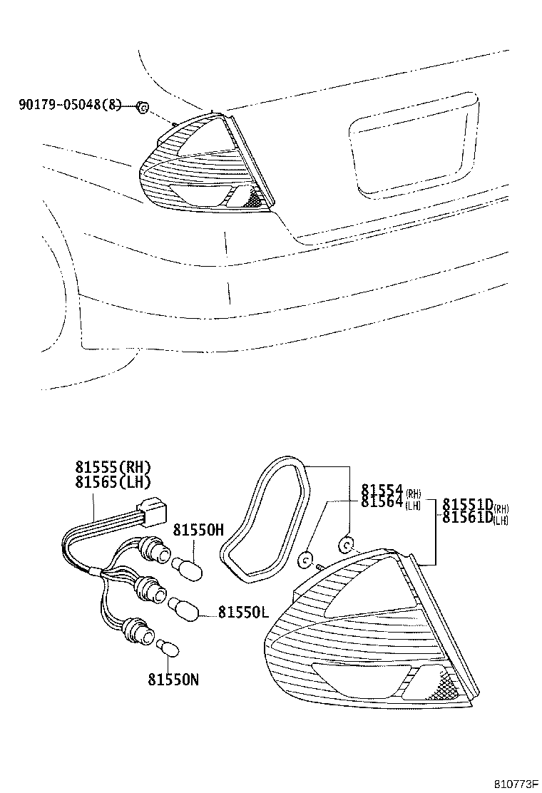 81555-47010 SOCKET & WIRE SUB-ASSY, REAR COMBINATION LAMP, RH product image