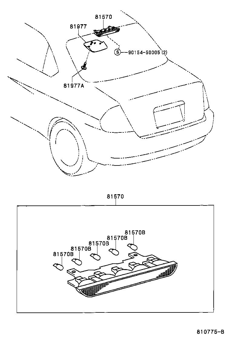 Toyota 81570-47010 LAMP ASSY, CENTER STOP