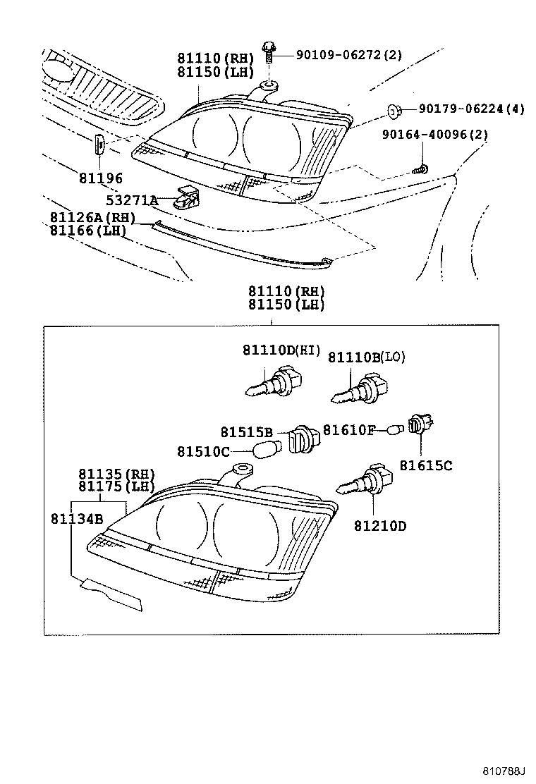 Toyota 81150-48130 HEADLAMP ASSY, LH