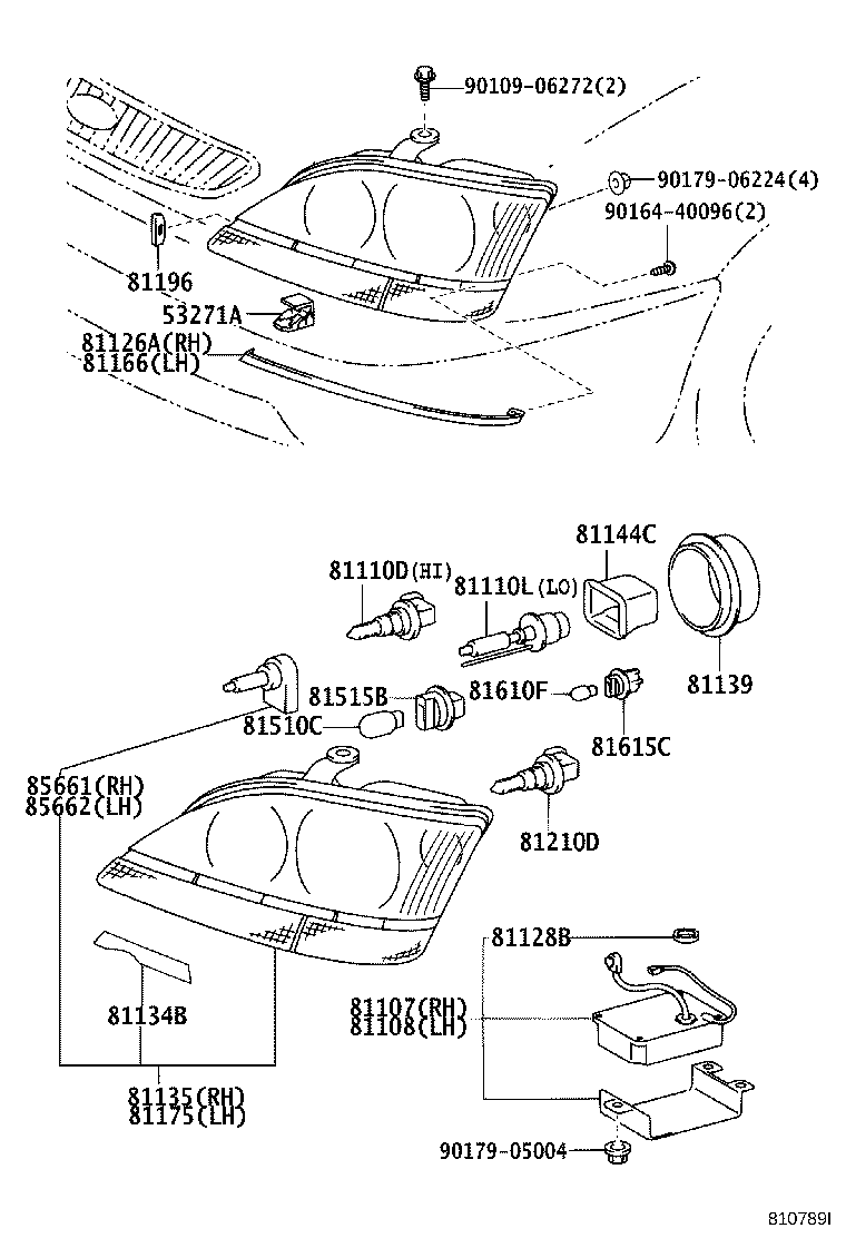 81130-48060 UNIT ASSY, HEADLAMP, RH product image