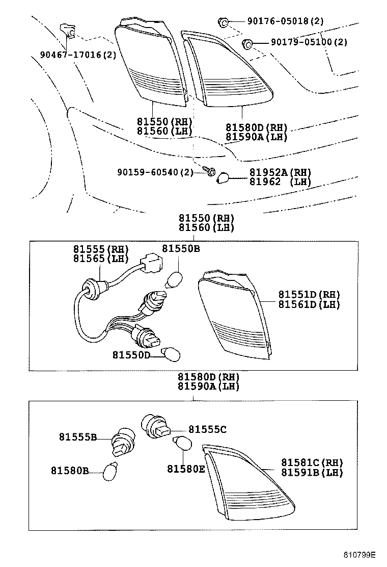 Toyota 81550-48010 LAMP ASSY, REAR COMBINATION, RH