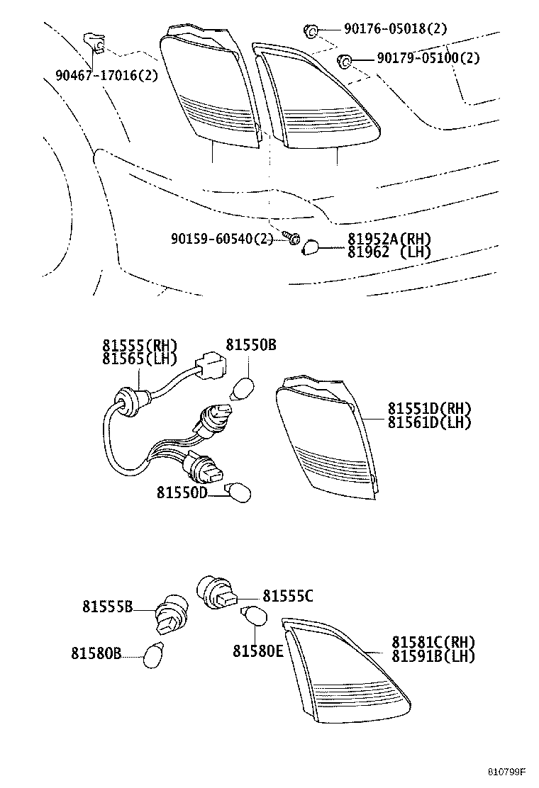 81591-48010 LENS AND BODY, REAR LAMP, LH product image