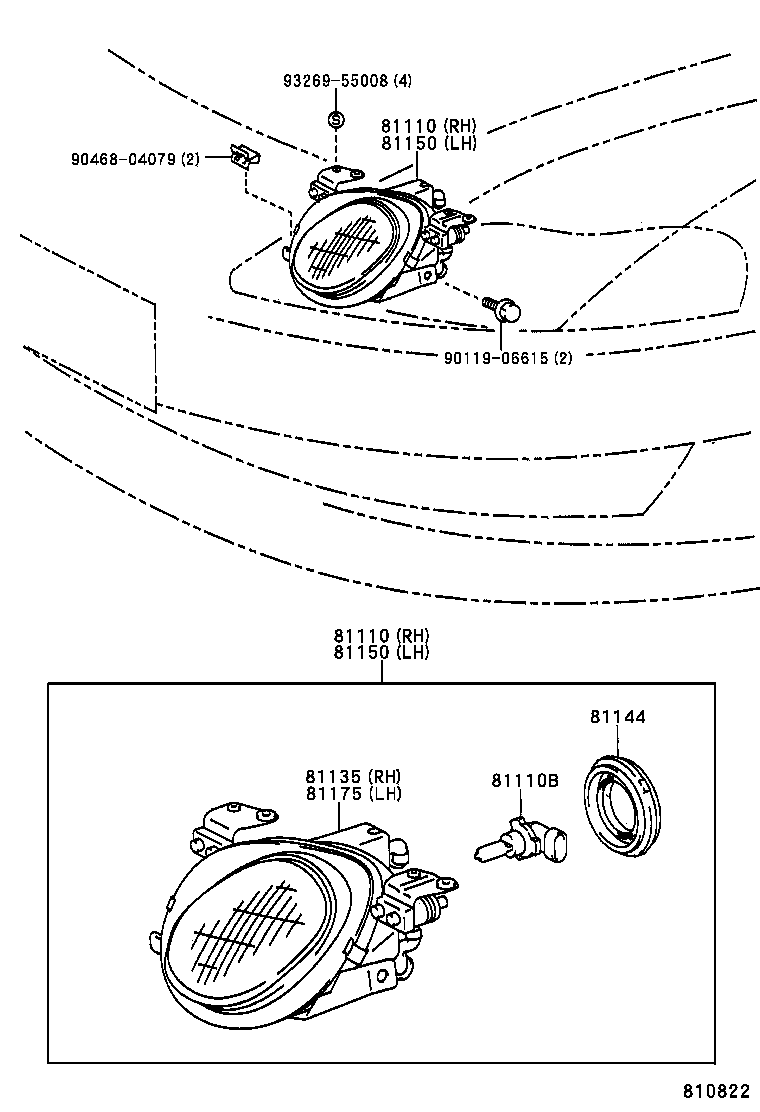 81130-24052 UNIT ASSY, HEADLAMP, RH product image