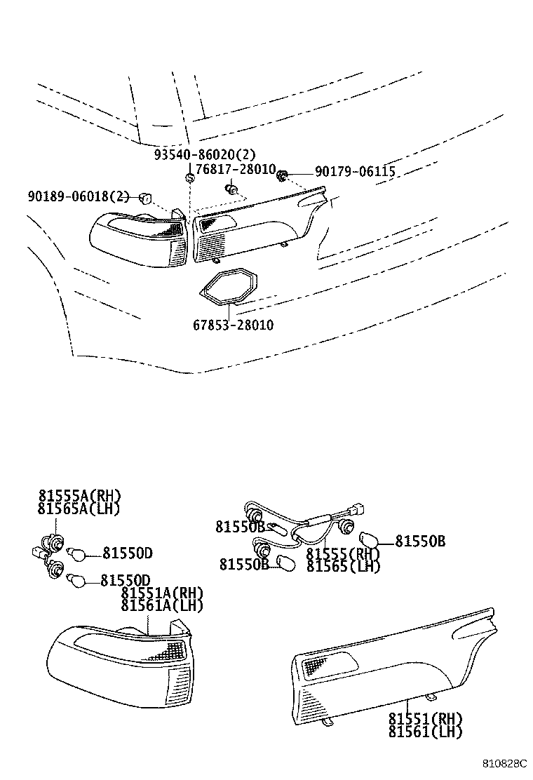 81561-28090 LENS, REAR COMBINATION LAMP, LH product image