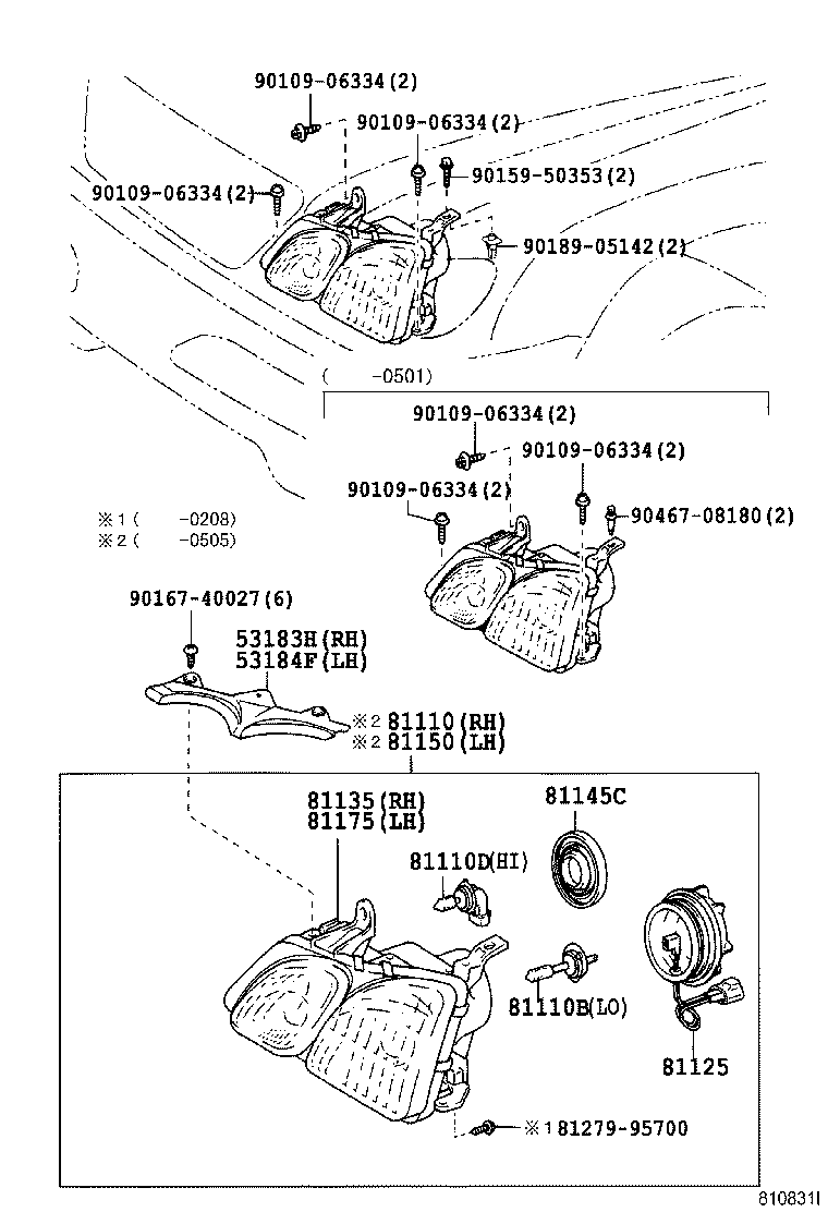 Toyota 81150-60890 HEADLAMP ASSY, LH