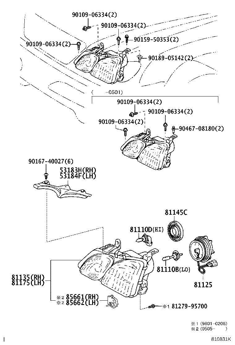 81130-60C10 UNIT ASSY, HEADLAMP, RH product image