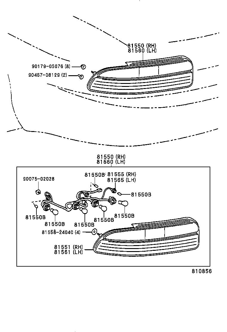 81560-24070 LAMP ASSY, REAR COMBINATION, LH product image