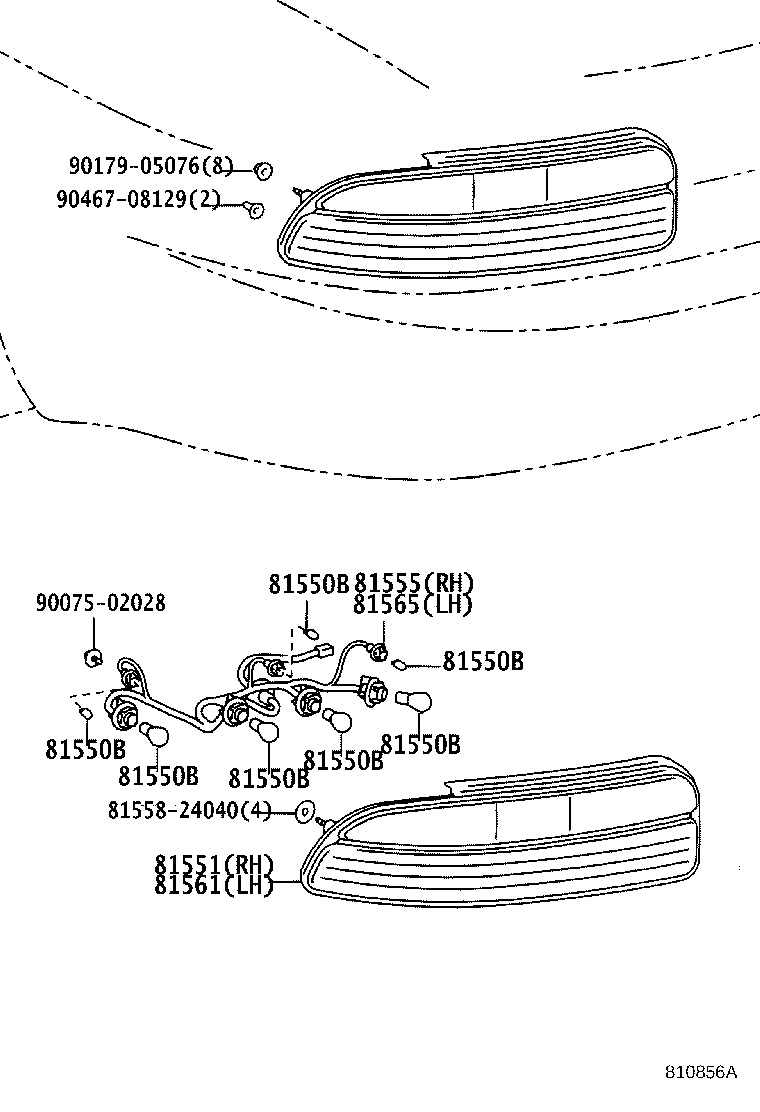 81555-24040 SOCKET & WIRE SUB-ASSY, REAR COMBINATION LAMP, RH product image