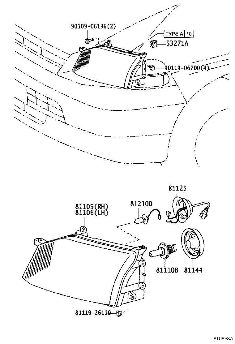 81105-26191 HOUSING SUB-ASSY, HEADLAMP, RH product image