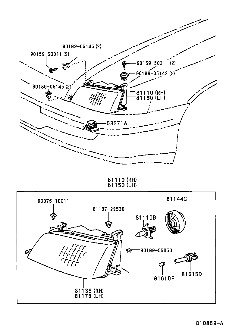 81130-2B620 UNIT ASSY, HEADLAMP, RH product image