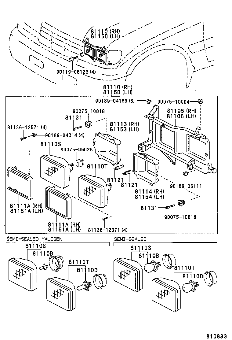81110-60740 HEADLAMP ASSY, RH product image