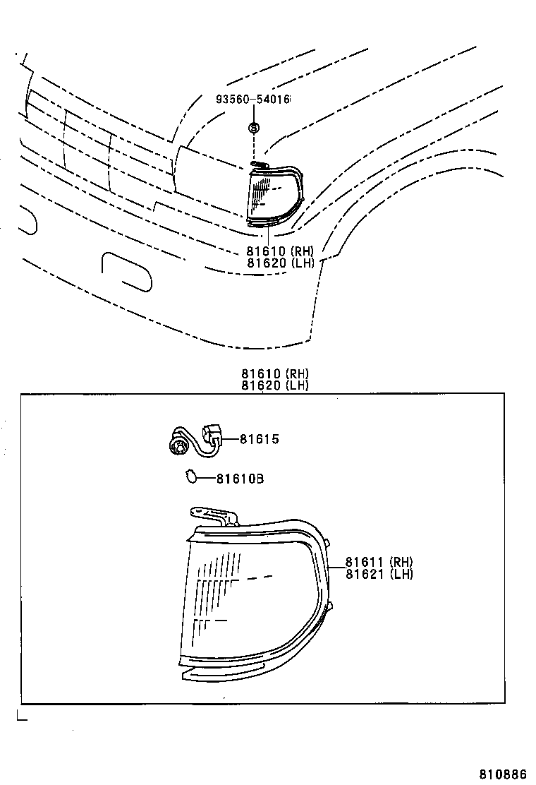81610-60122 LAMP ASSY, PARKING & CLEARANCE, RH product image
