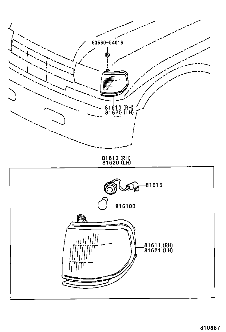 81610-60122 LAMP ASSY, PARKING & CLEARANCE, RH product image