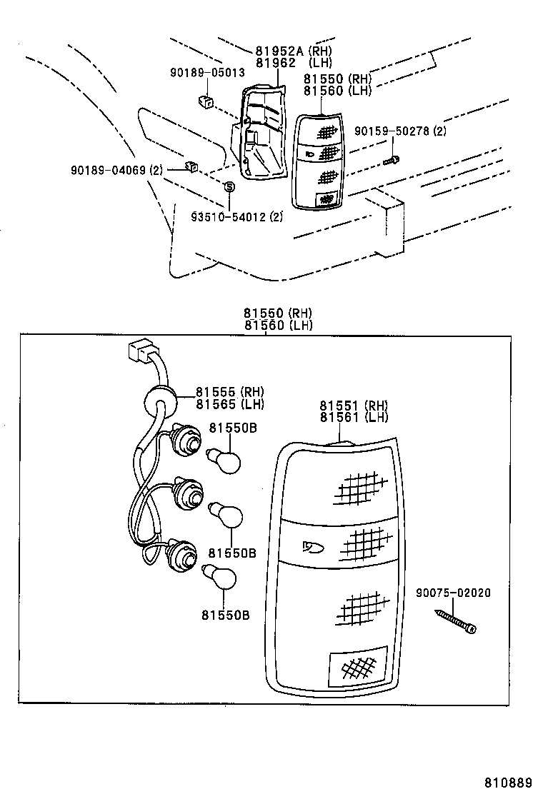 81550-60340 LAMP ASSY, REAR COMBINATION, RH product image