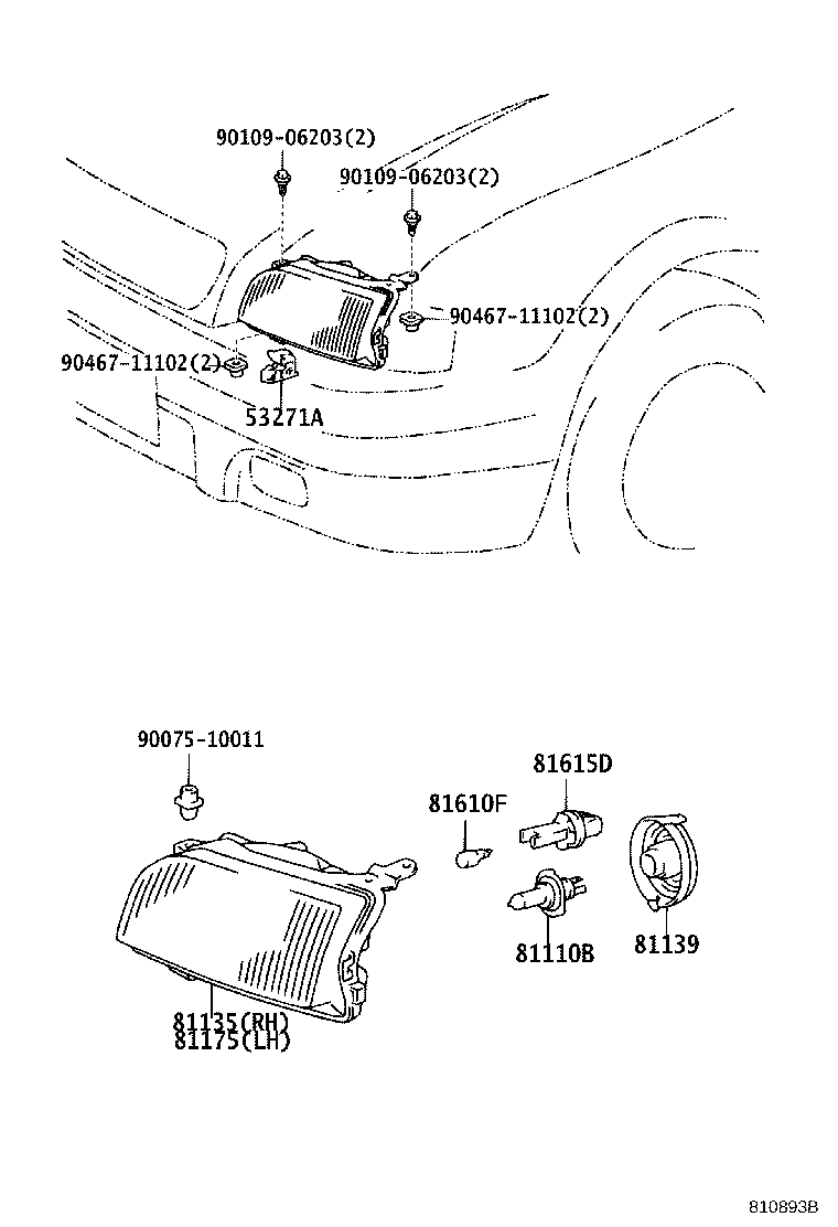 81130-13150 UNIT ASSY, HEADLAMP, RH product image