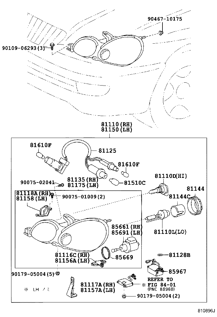81130-30871 UNIT ASSY, HEADLAMP, RH product image