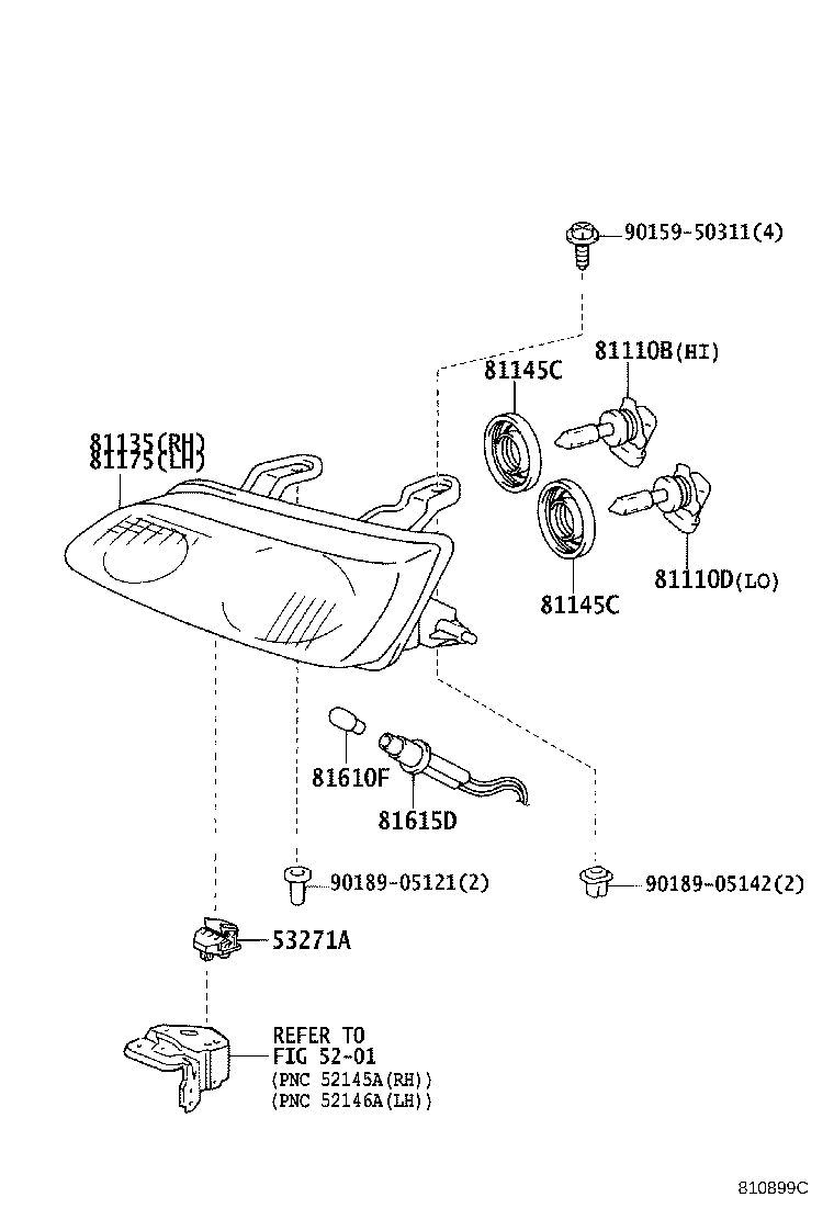 81130-44010 UNIT ASSY, HEADLAMP, RH product image
