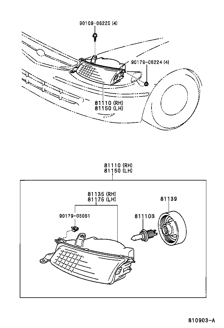 Toyota 81150-06050 HEADLAMP ASSY, LH