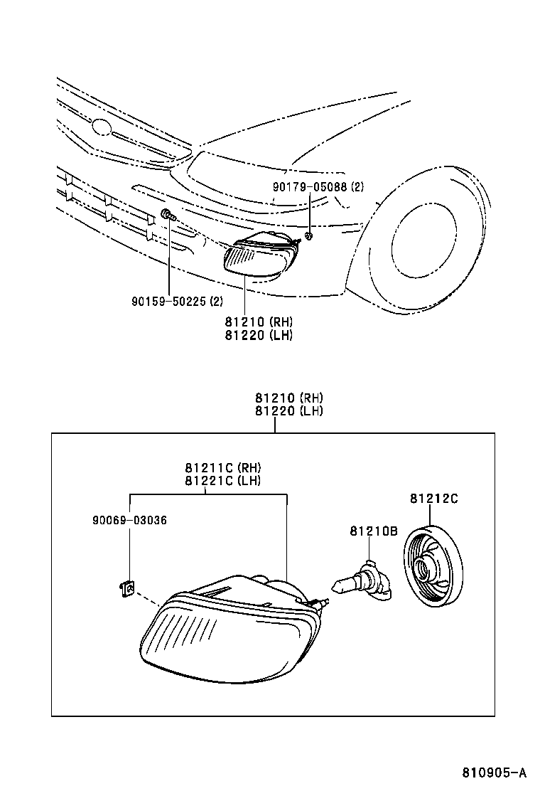 Toyota 81220-06010 LAMP ASSY, FOG, LH