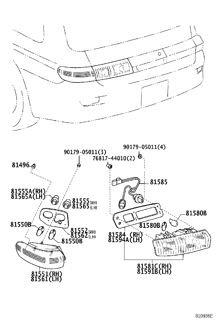 81585-44110 SOCKET & WIRE, REAR LAMP product image
