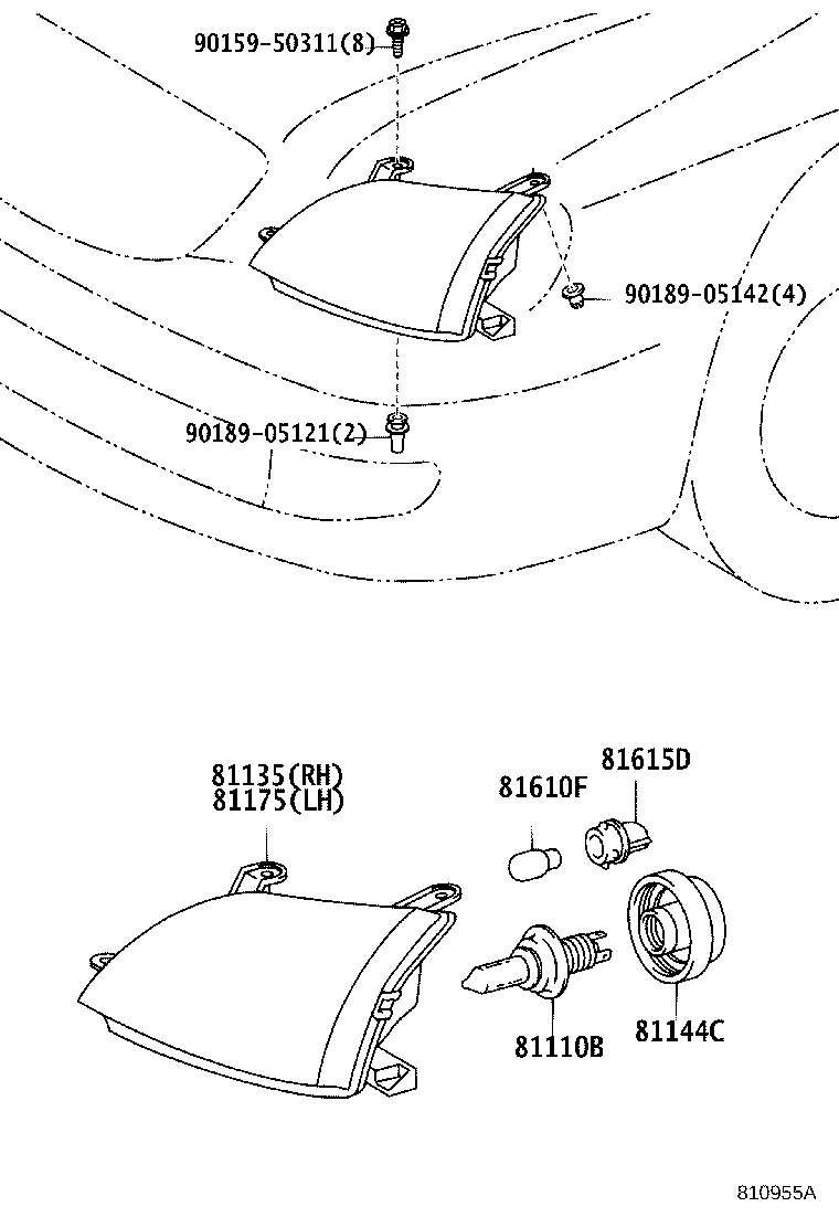 81070-44170 UNIT ASSY, HEADLAMP, LH product image