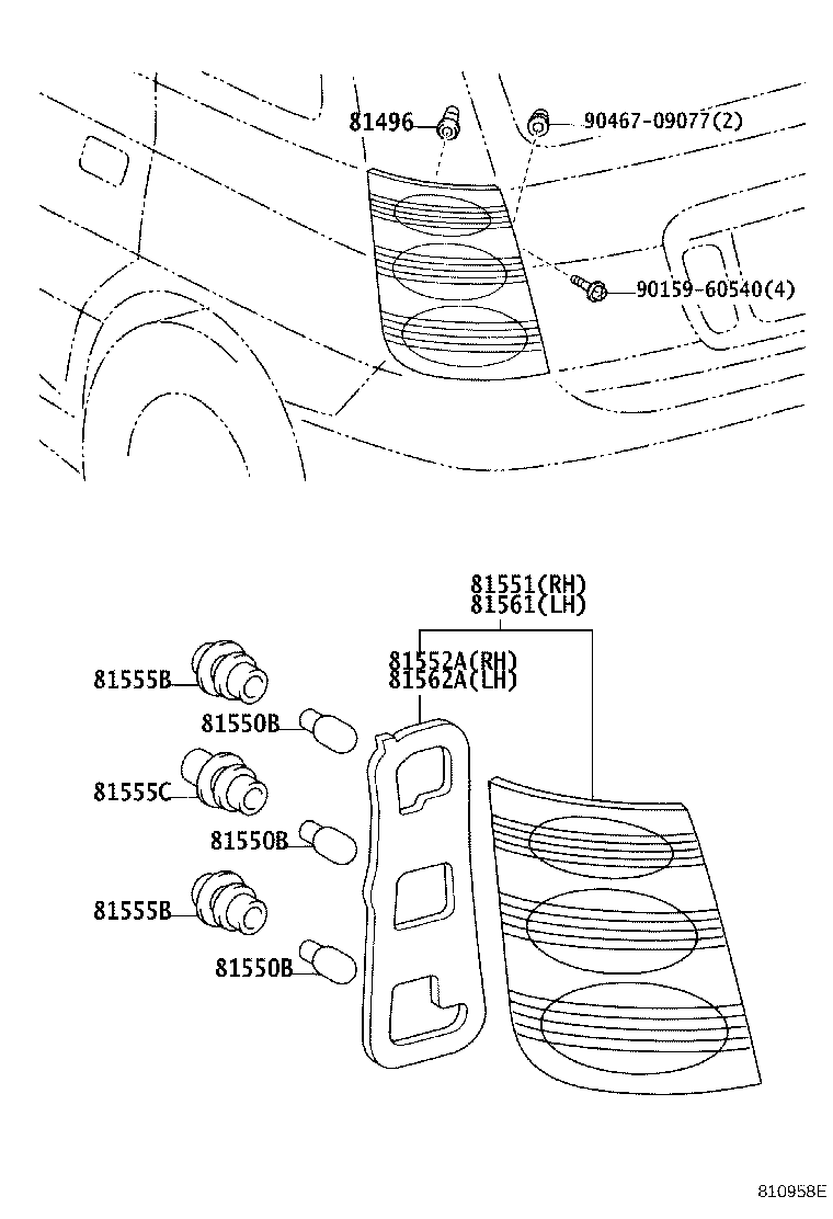 81561-44050 LENS, REAR COMBINATION LAMP, LH product image