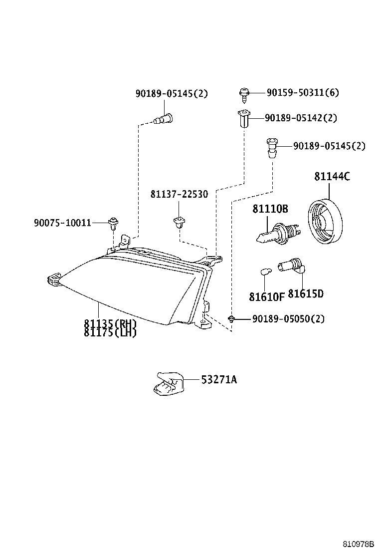 81130-2B720 UNIT ASSY, HEADLAMP, RH product image