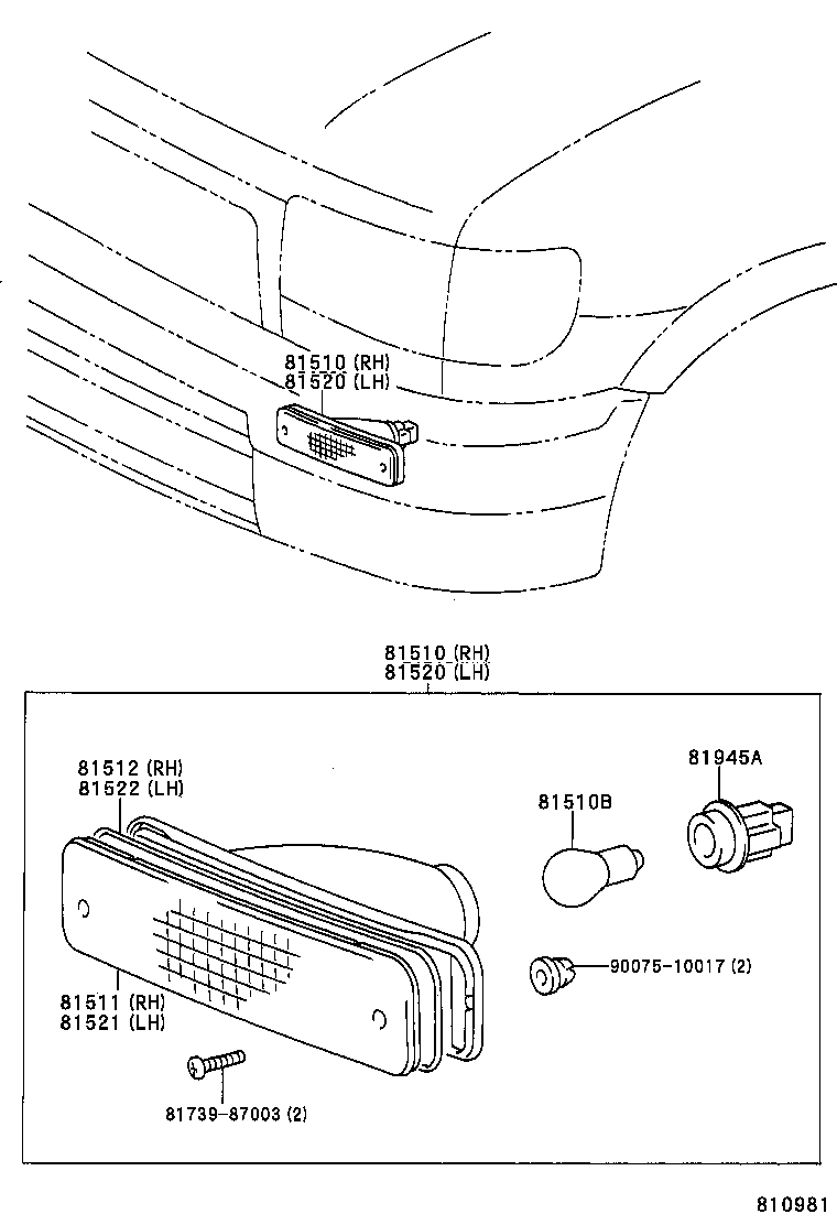 81510-35130 LAMP ASSY, FRONT TURN SIGNAL, RH product image