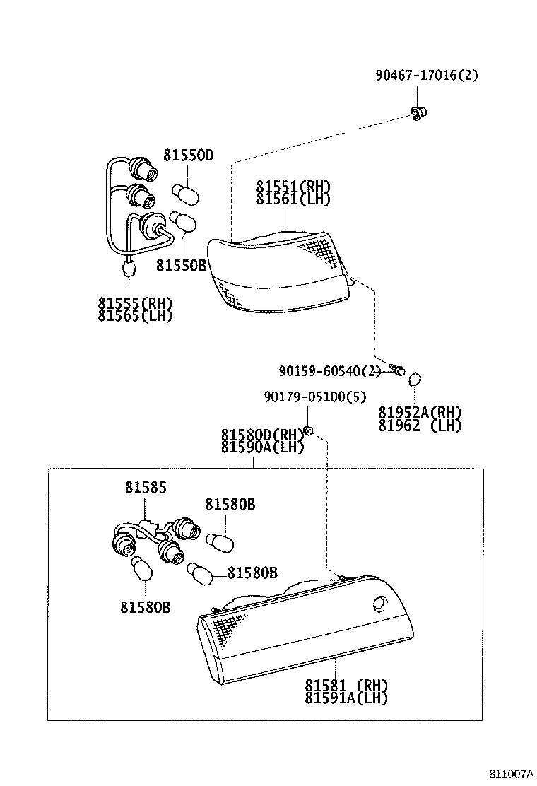 81580-22040 LAMP ASSY, REAR, RH product image