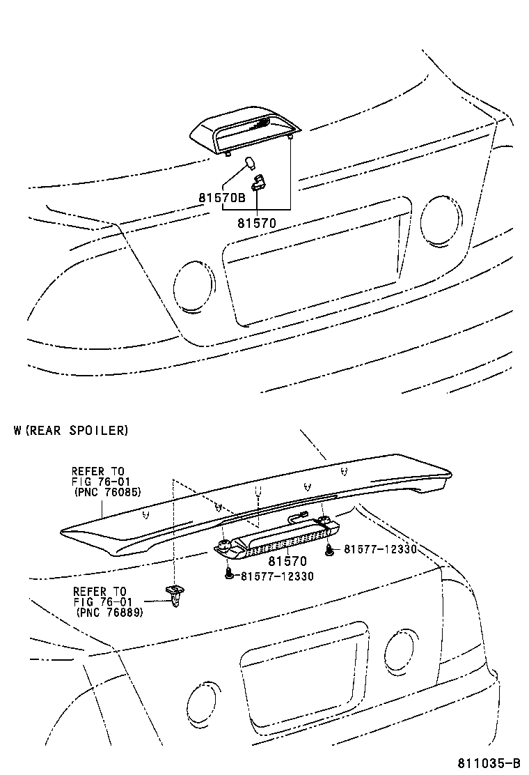 Toyota 81570-53070 LAMP ASSY, CENTER STOP