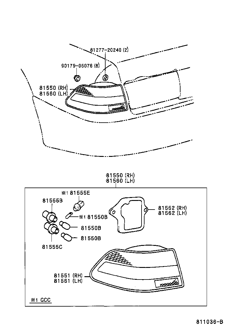 81550-33170 LAMP ASSY, REAR COMBINATION, RH product image