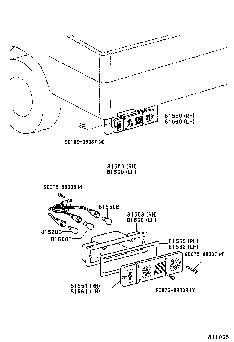 81550-0B040 LAMP ASSY, REAR COMBINATION, RH product image