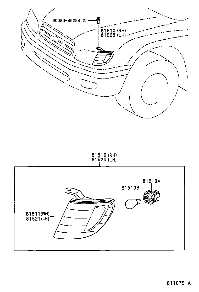 Toyota 81510-0C040 LAMP ASSY, FRONT TURN SIGNAL, RH