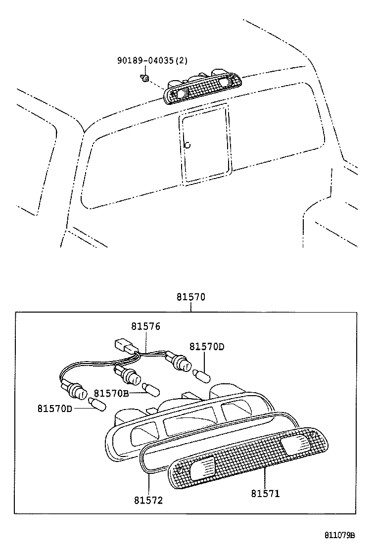 Toyota 81570-0C010 LAMP ASSY, CENTER STOP