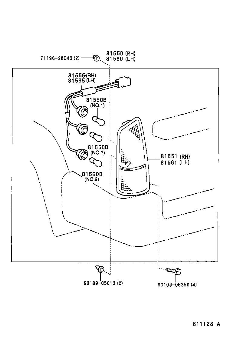 81550-60640 LAMP ASSY, REAR COMBINATION, RH product image