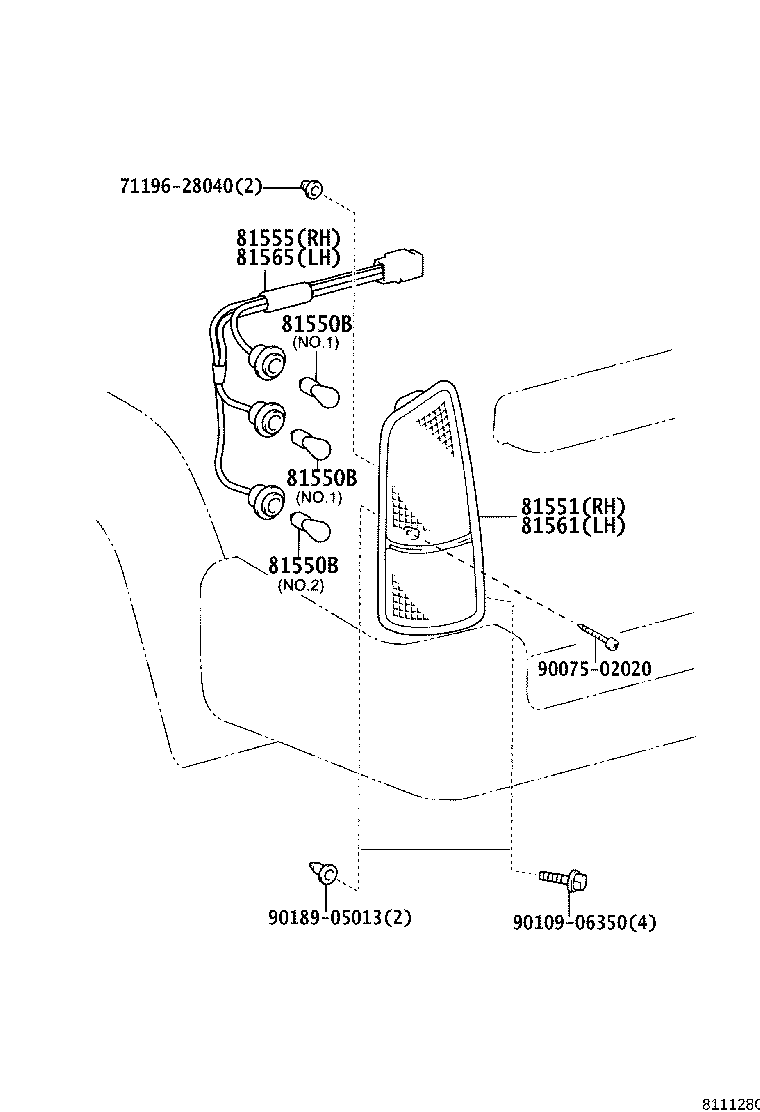 81550-60670 LAMP ASSY, REAR COMBINATION, RH product image