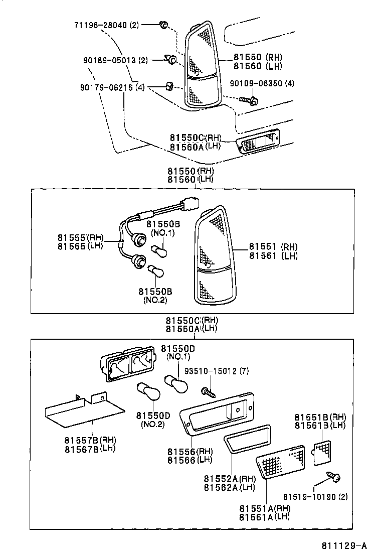 81550-60640 LAMP ASSY, REAR COMBINATION, RH product image