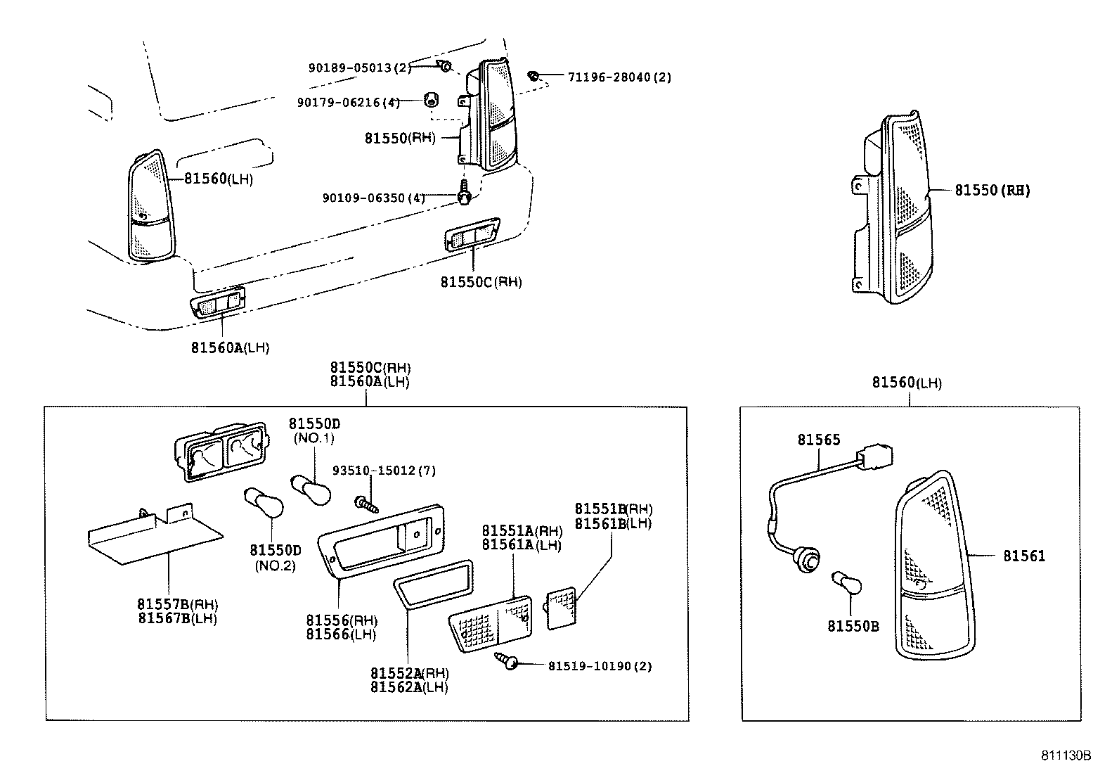 81550-60640 LAMP ASSY, REAR COMBINATION, RH product image