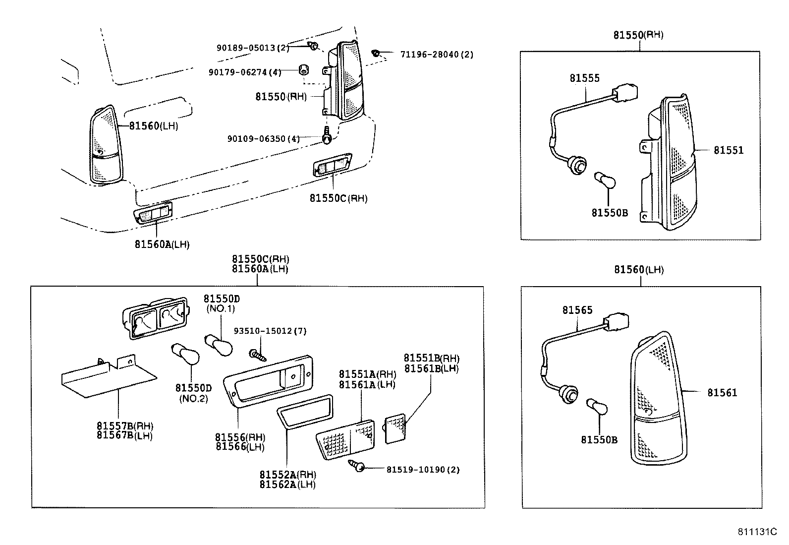 81550-60490 LAMP ASSY, REAR COMBINATION, RH product image