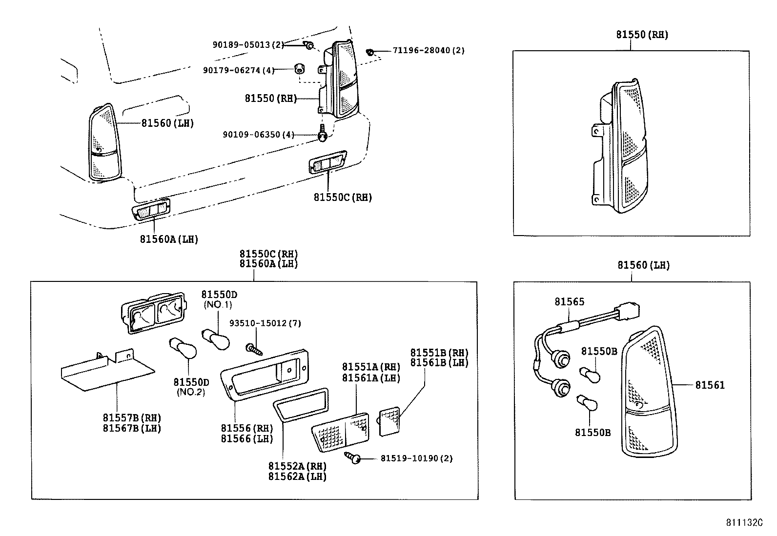 81550-60490 LAMP ASSY, REAR COMBINATION, RH product image