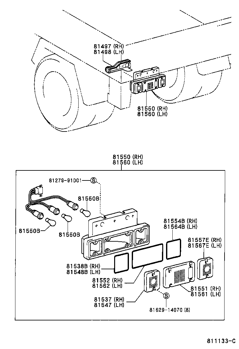 81550-37110 LAMP ASSY, REAR COMBINATION, RH product image