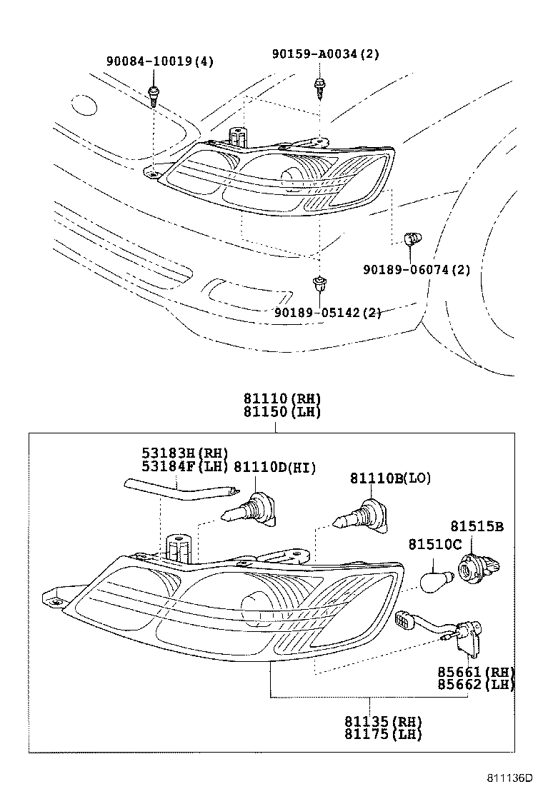 53183-AC020 SEAL, HEADLAMP COVER, RH product image