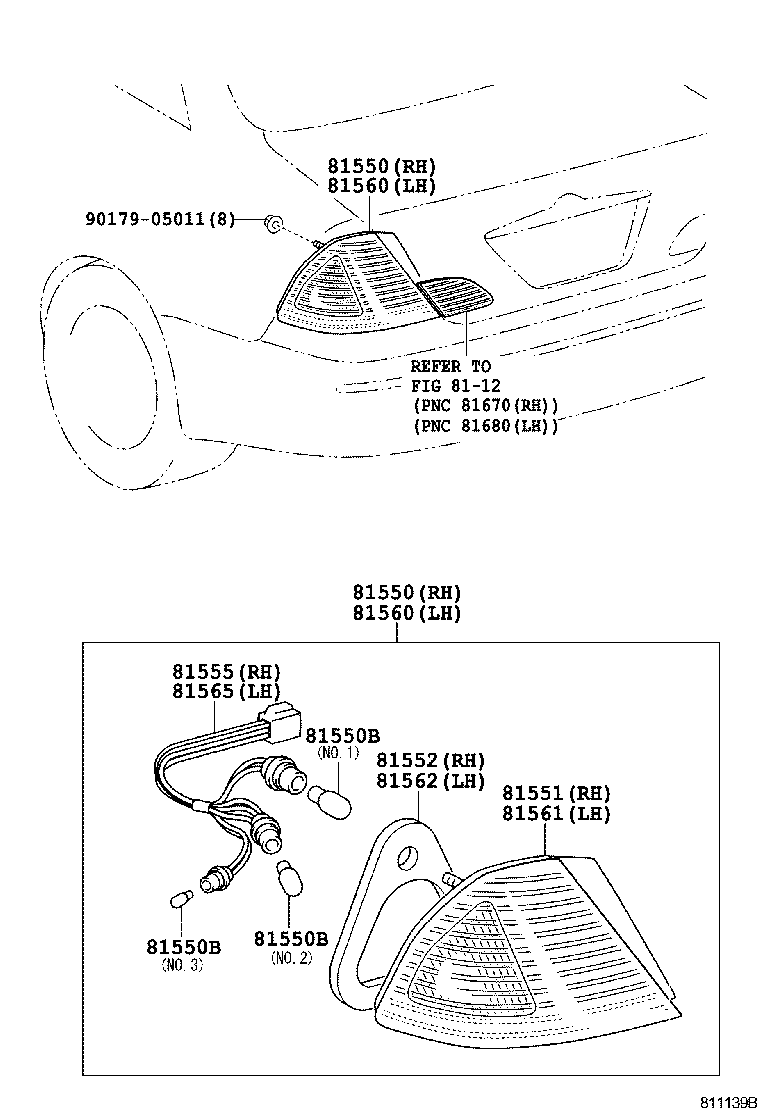 Toyota 81550-AC070 LAMP ASSY, REAR COMBINATION, RH