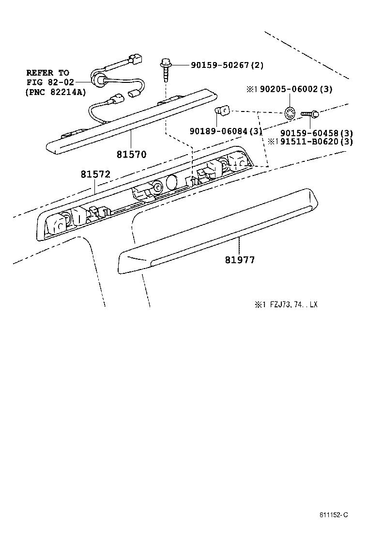 Toyota 81570-60030 LAMP ASSY, CENTER STOP