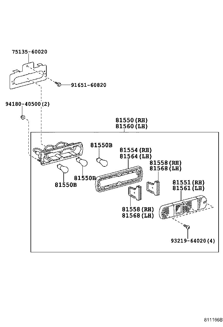 81550-60410 LAMP ASSY, REAR COMBINATION, RH product image