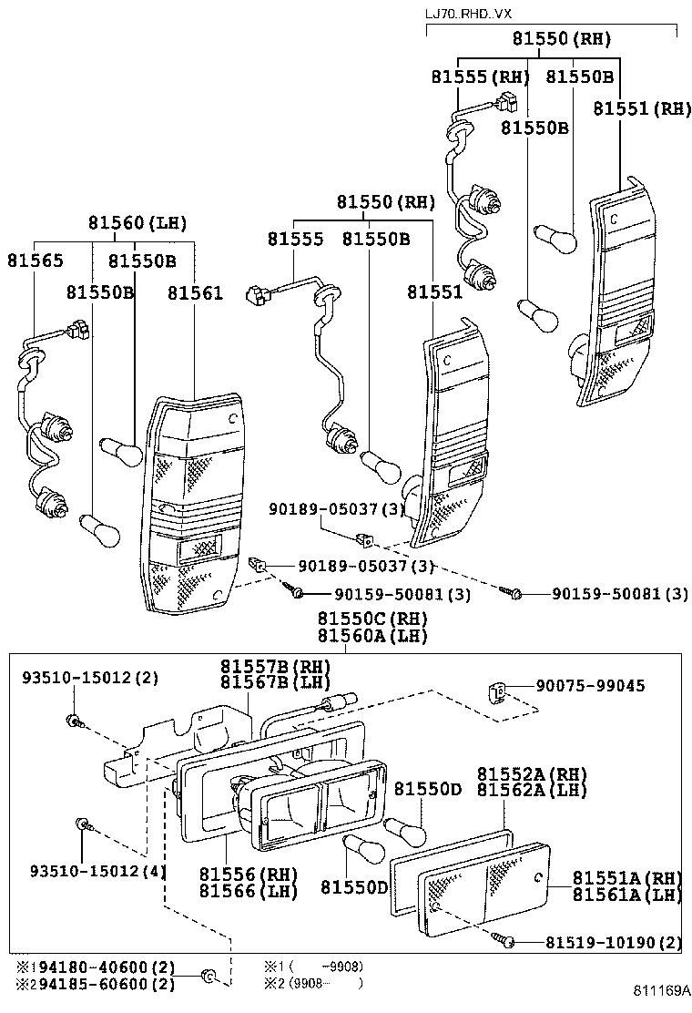 81550-60460 LAMP ASSY, REAR COMBINATION, RH product image